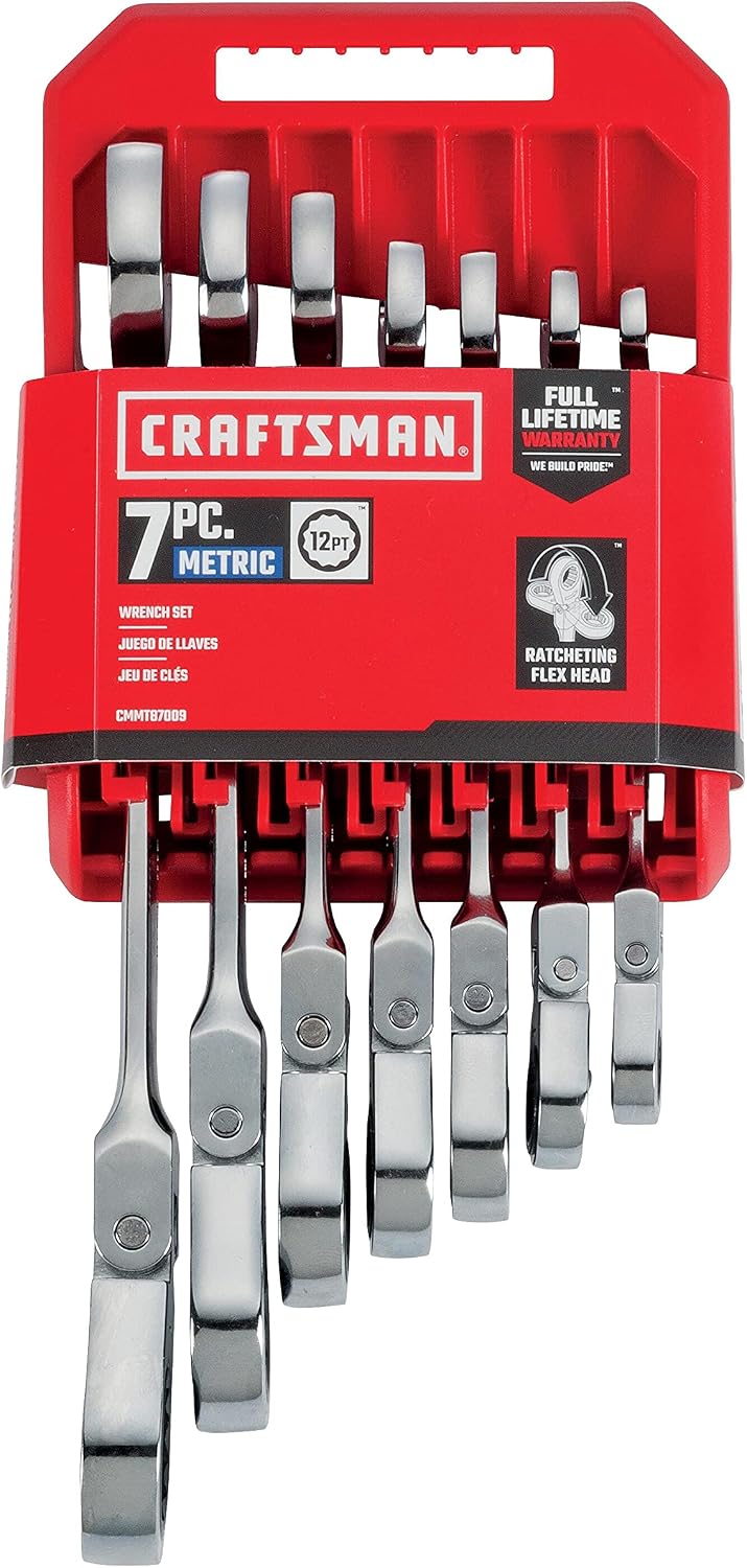 CRAFTSMAN Ratchet Set, 7-Pack, 72-Tooth, 180 Degree Flexi Head Design, Solid Chrome Finish (CMMT87009)