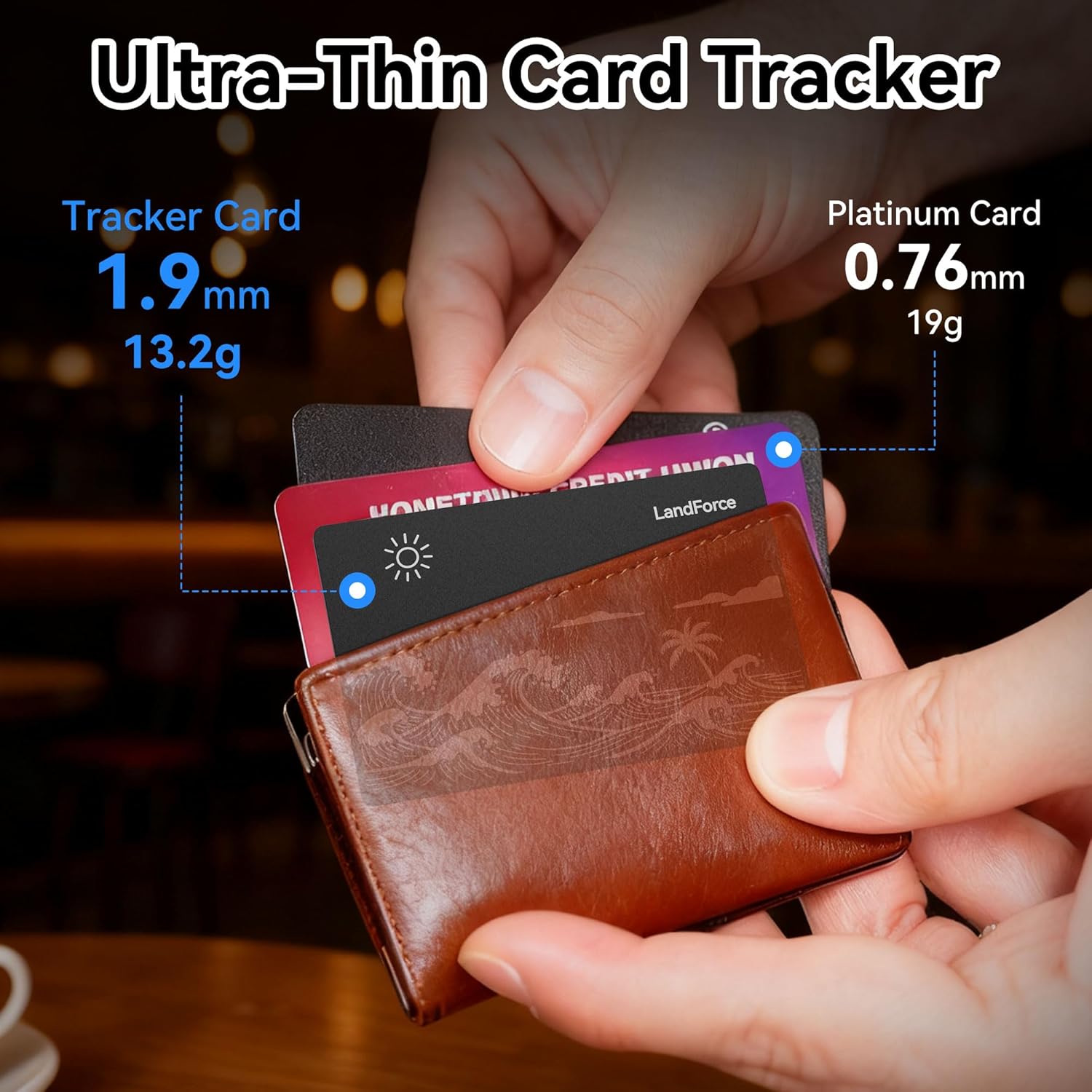 2Pack for Air Tag Wallet Tracker Card 0.07in IP68 Waterproof Bluetooth Tracker Smart Finder, Passport, Work with Apple Find My, Wireless Charging, Card Locator[Apple MFi Certified] iOS Only