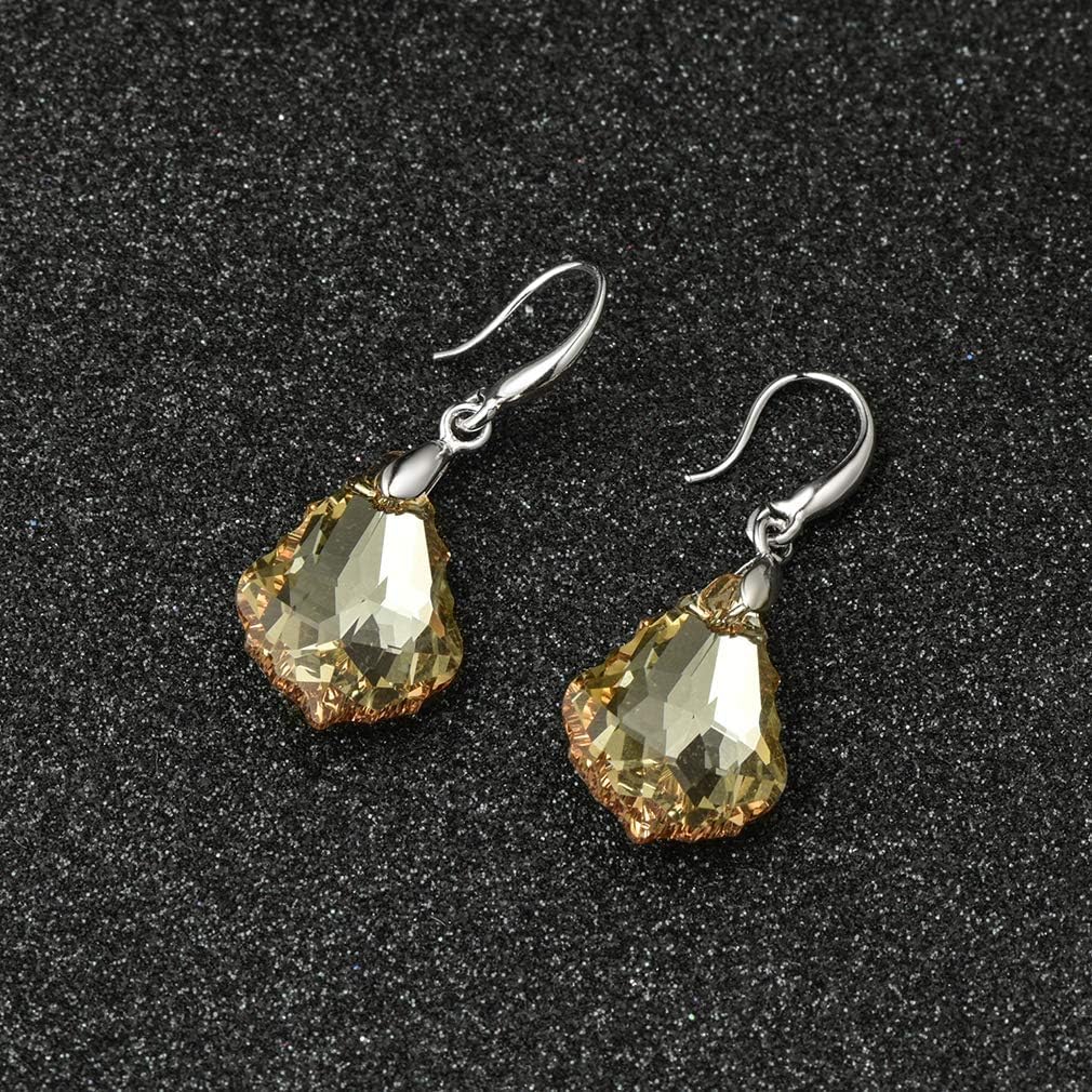 Austrian Crystal Baroque Teardrop Dangle Hook Earrings for Women 14K Gold Plated Drop Earring Hypoallergenic Jewelry - Image 8