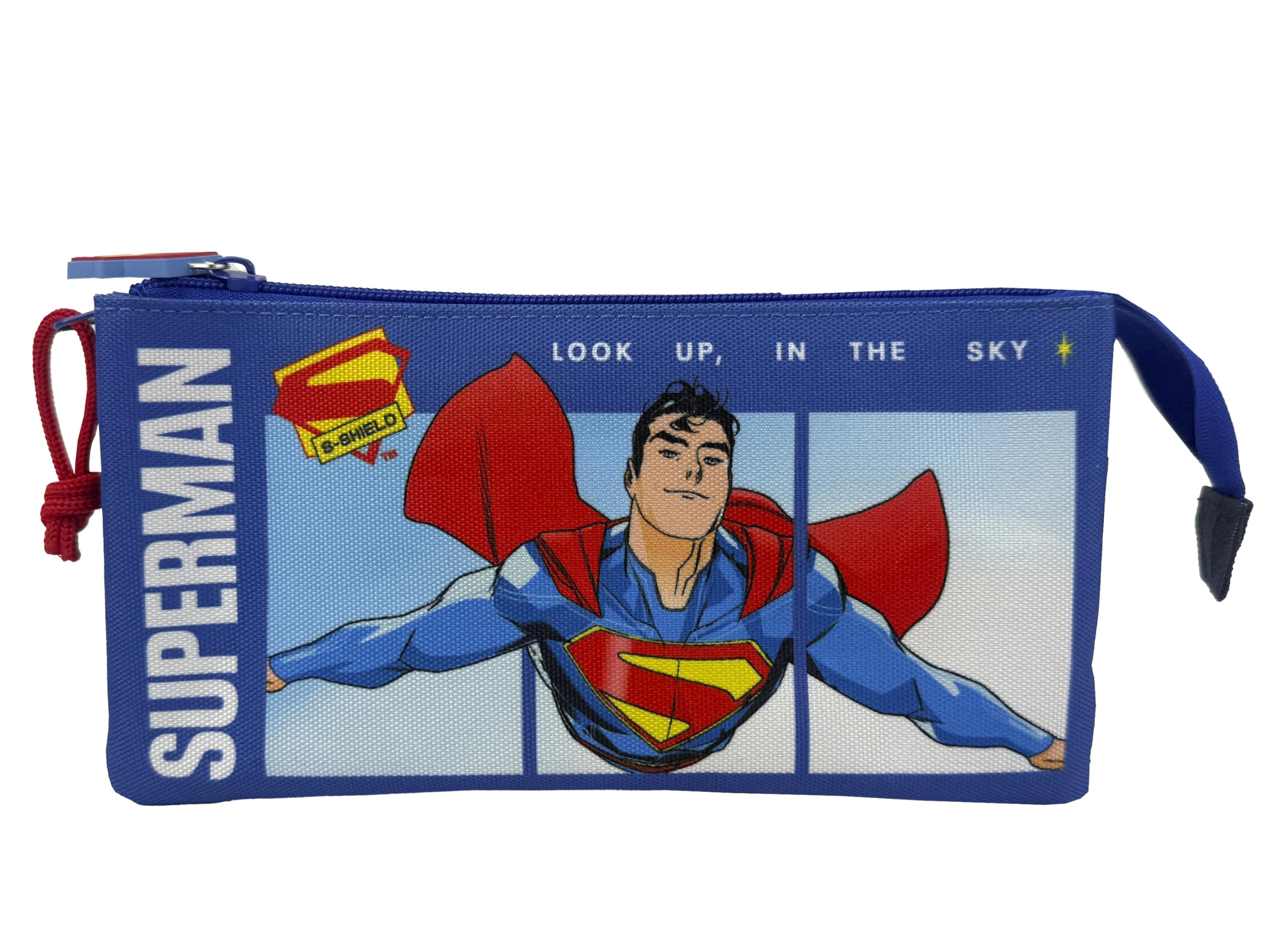 CYPBRANDS Superman, Pencil Case, Pencil Case, School Supplies, Blue, Official Product, blue, Medium