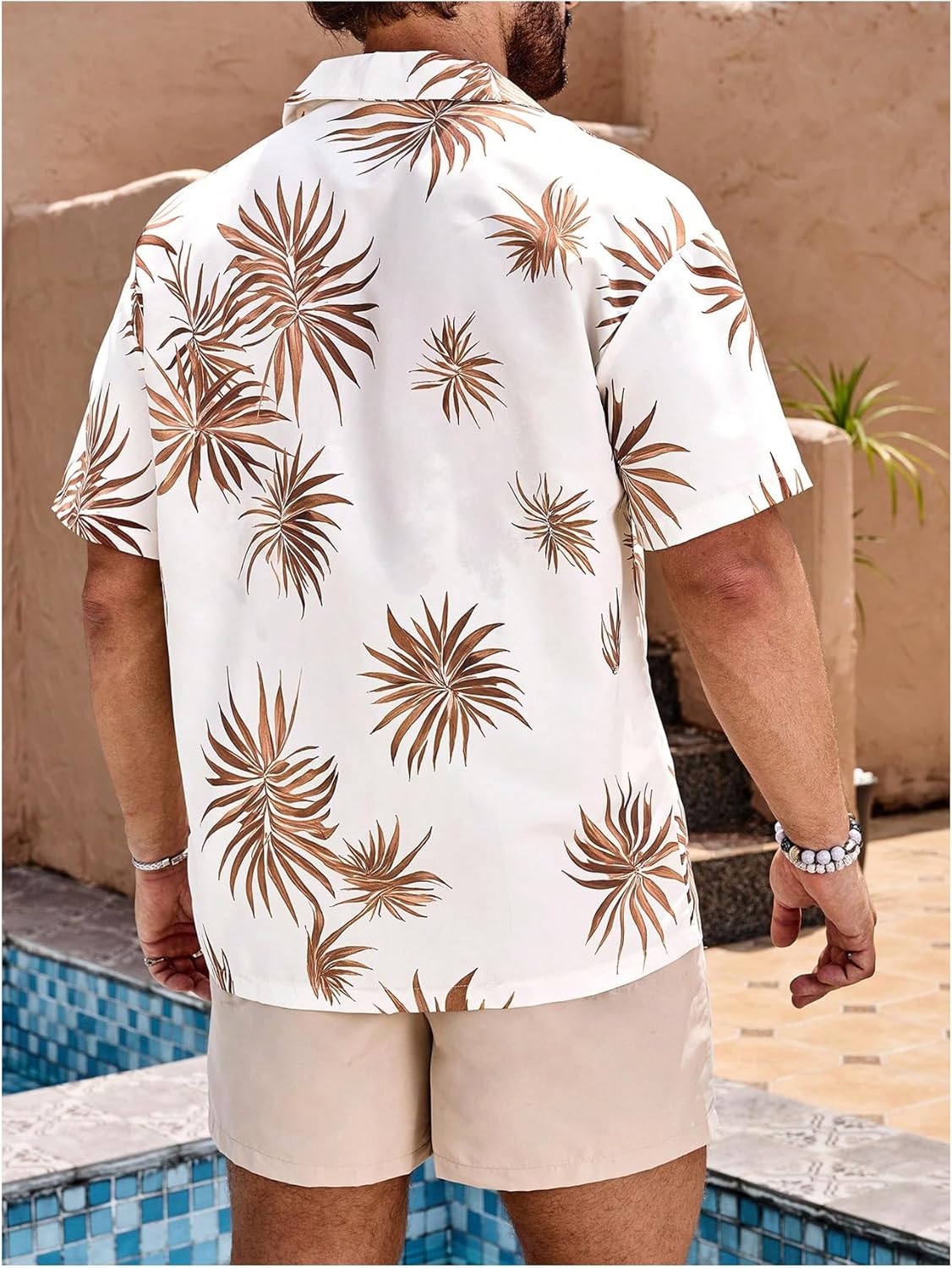 VIPWOLF Men's Vacation Short Sets Beach Cruise Outfits Button Down Hawaiian Shirt and Shorts Set