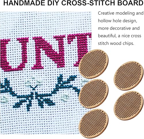Miniatura 6 de 5 piezas de placa redonda de madera para punto de cruz, colgante colgante, placas circulares, arte y manualidades, costura, manualidades, decoración