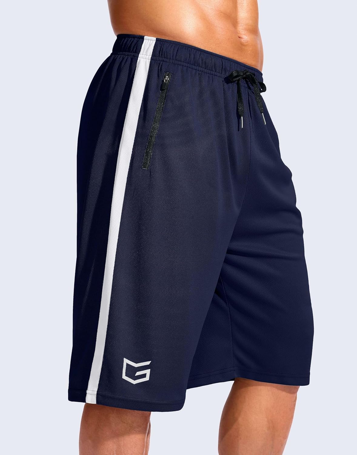 G Gradual Men's 11" Long Basketball Shorts with Zipper Pockets Drawstring Mesh Lightweight Gym Athletic Shorts for Men - Image 5