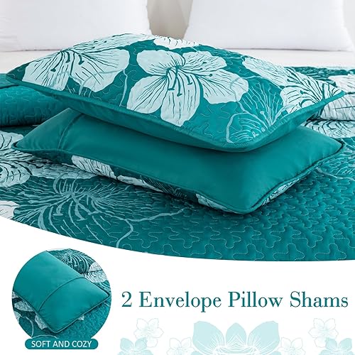 Miniatura 51 de DJY Juego de edredón de 3 piezas, tamaño Queen, con patrón floral amarillo, elegante colcha bohemia con 2 fundas de almohada, juego de ropa de cama