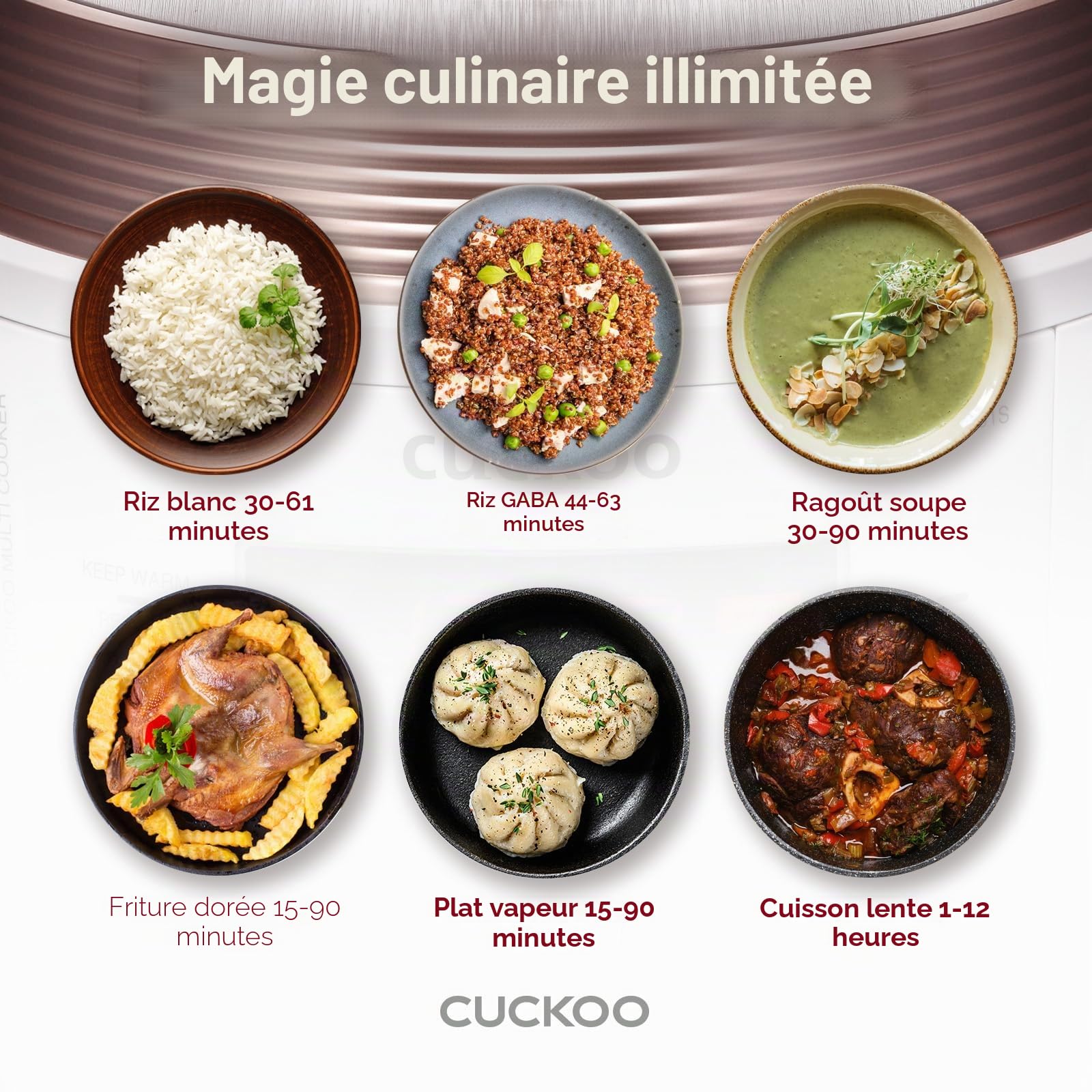 CUCKOO CMC-QSB501S ICOOK Q5 8 en 1 Multicooker à pression vapeur en acier inoxydable de qualité supérieure