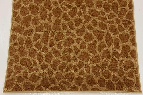 Miniatura 7 de Unique Loom Wildlife Collection - Alfombra inspirada en animales con diseño de jirafa, 2 pies 7 pulgadas x 10 pies, amarillomarrón claro