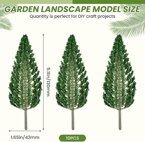 Miniatura 2 de MARRTEUM Modelo de paisaje de jardín, pino verde oscuro, 5.118in, accesorio de escena para hacer arquitectura, mesa de arena y modelo de plataforma,