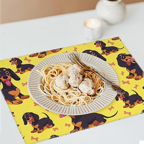 Miniatura 6 de Dachshunds Dog Placemats Set of 6 Resistant Table Mats Washable Place Mats for Dinner Party Table Decoration