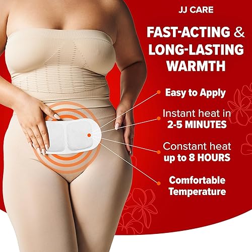 Miniatura 5 de JJ CARE Parche térmico para aliviar los calambres menstruales (12 piezas, tamaño regular), alivio del dolor de período para calambres con carbón