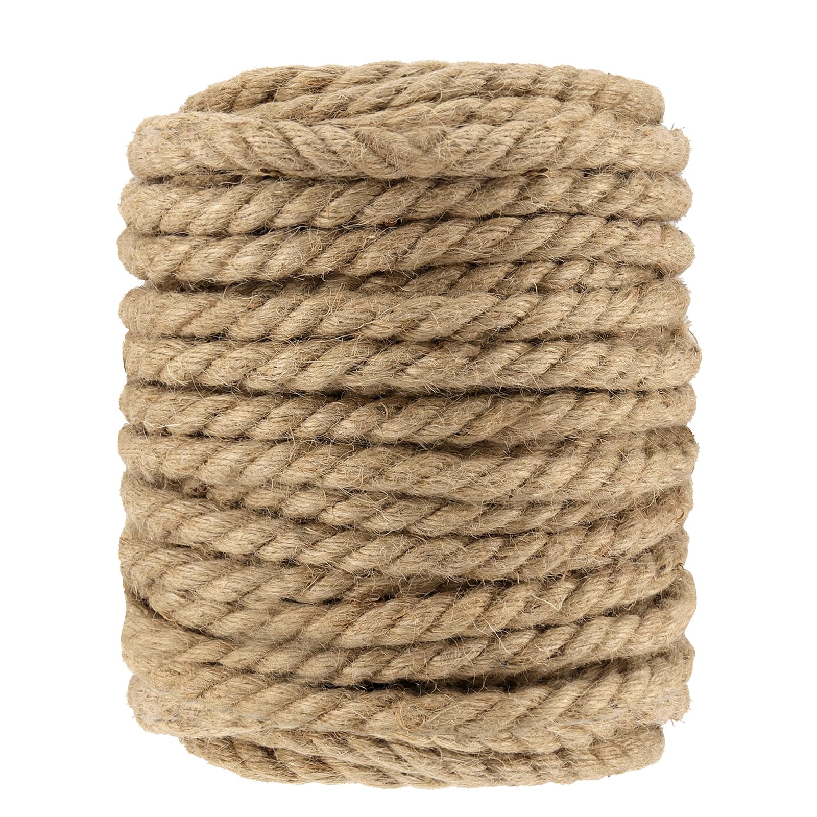 HAKZEON Cuerda de yute de 12 mm, cuerda trenzada de yute natural, cuerda de manila, cuerda de cáñamo fuerte para jardinería, camping, decoración, agrupación