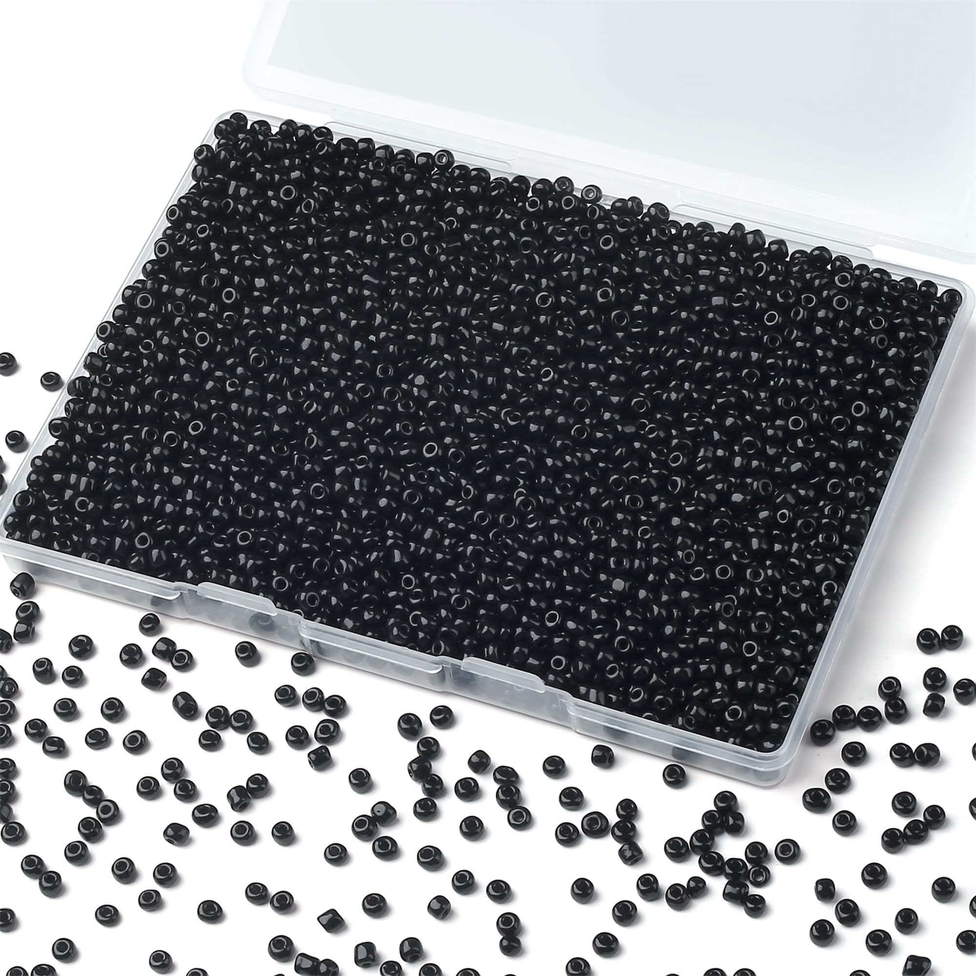 GUJOXILA Black 4mm Seed Beads for Bracelet Jewelry Making Crafting Black Seed Embroidery Bead Small Pony Beads Bulk 3000pcs