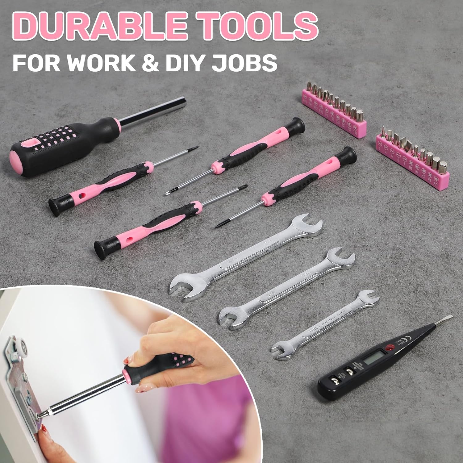 Tool Kit,220 Pcs Tool Kits for Home with Tool Storage Bag, Tools Set for Beginner,Includes Spanner, Hammer, DIY Tools Kits for Garden/Office/House Repair 10 81SytulgwhL. AC SL1500