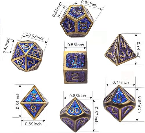 Miniatura 5 de Juego de dados de metal D&D Dragón y mazmorra de metal poliédrico, estilo punk, juego de rol RPG Explorer, MTG Pioneer Game DND, juego de dados (7