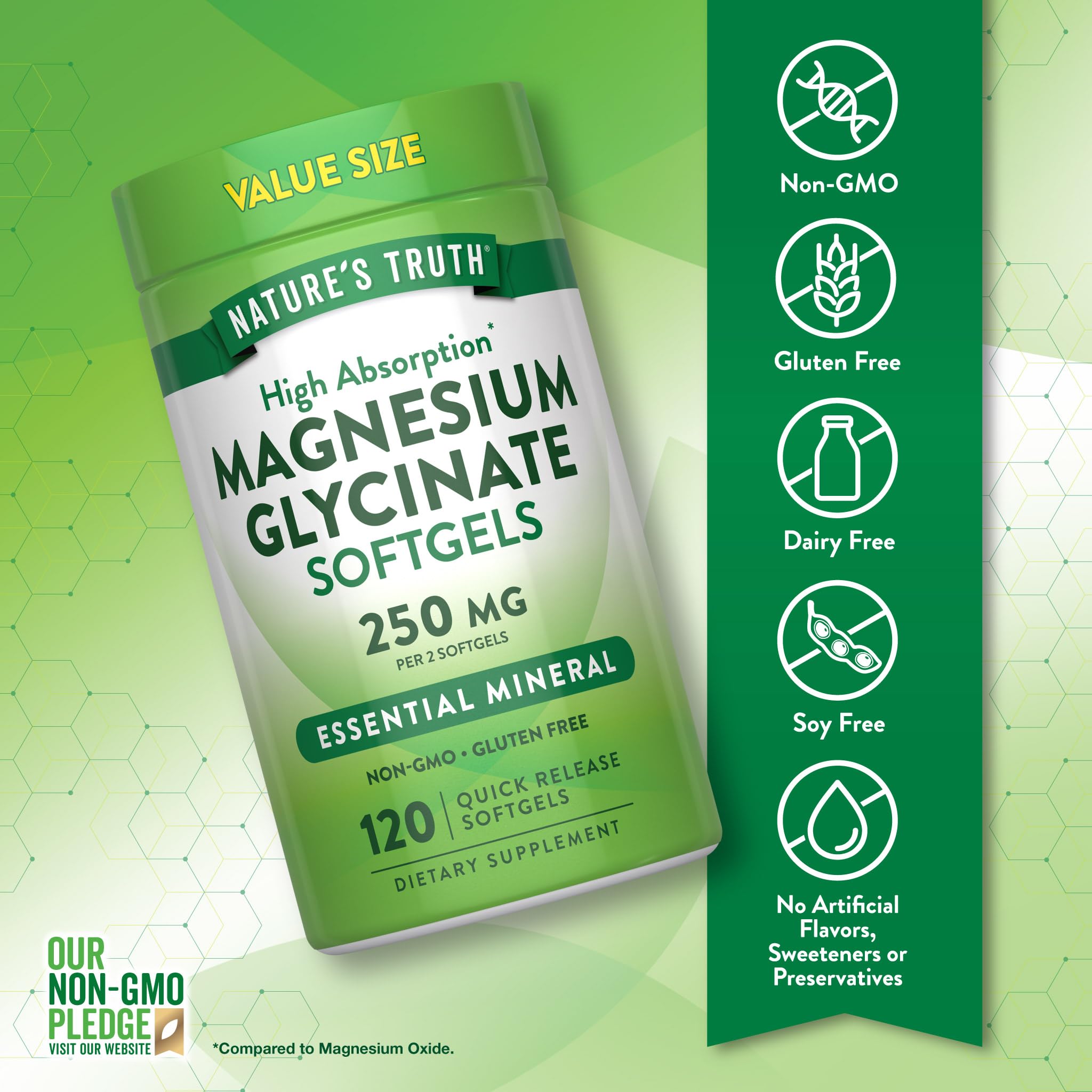 Nature's Truth Magnesium Glycinate 250mg | 120 Softgels | High Absorption — Amazon image 3