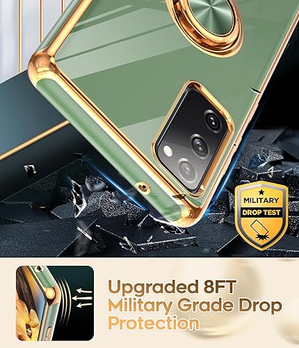 Miniatura 7 de LeYi Funda para Samsung S20-FE con protector de pantalla de vidrio templado 2 paquetes, soporte de anillo giratorio de 360, soporte magnético,