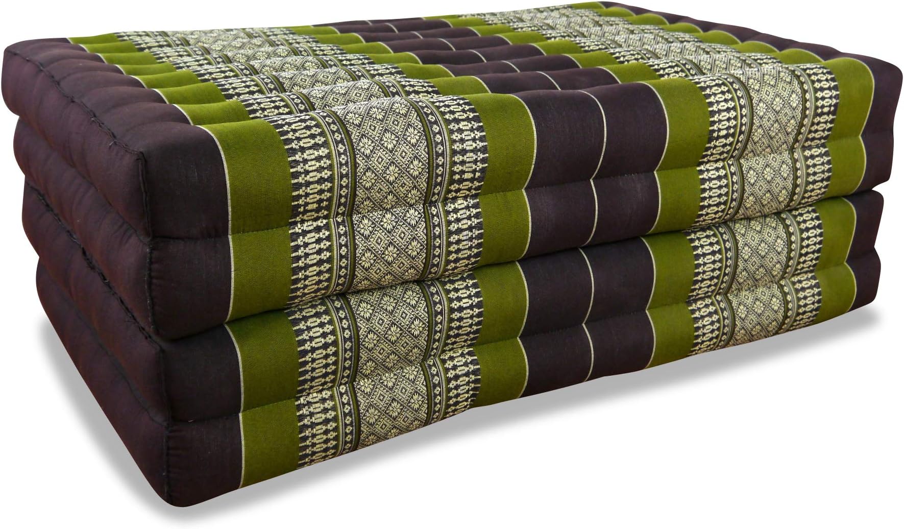 livasia Sustainable kapok mattress - 79x31x3.1โณ - Guest mattress, Folding mattress for van, Ecological yoga mat, Folding guest bed, Sun lounger for garden & balcony (Brown/Green)