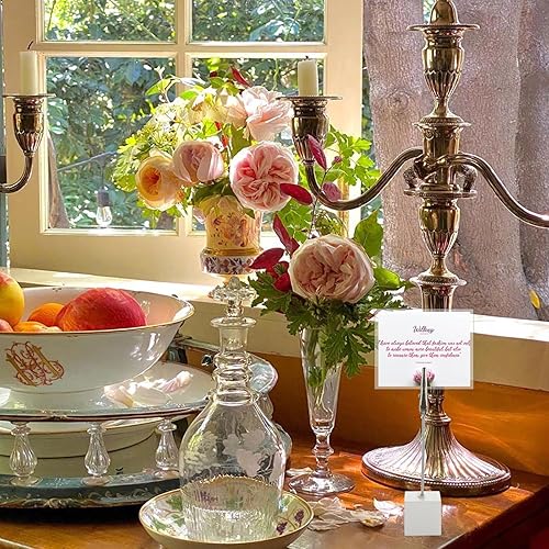 Miniatura 4 de 30 soportes para tarjetas de lugar con clip de cocodrilo, soportes para números de mesa, base de cubo, clips de notas para boda, fiesta de