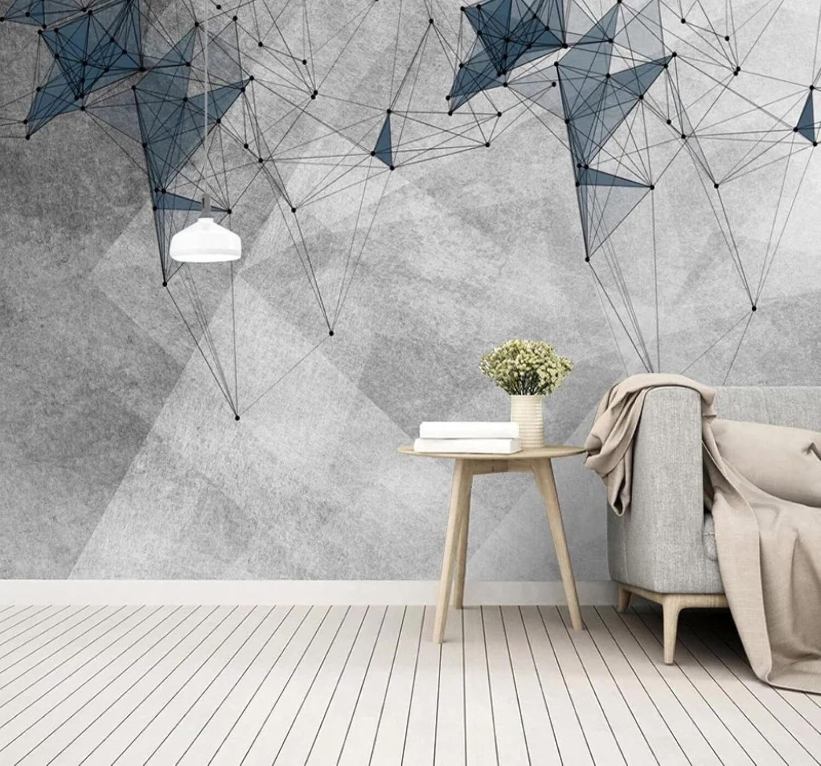 XLMING Vintage Concrete Wall Abstract Geometric Lines 3D Wallpaper Luxury Silk Study Dining Feature Sofa Grey Bedroom Living Room Tv Decorative Wall-300cm×210cm