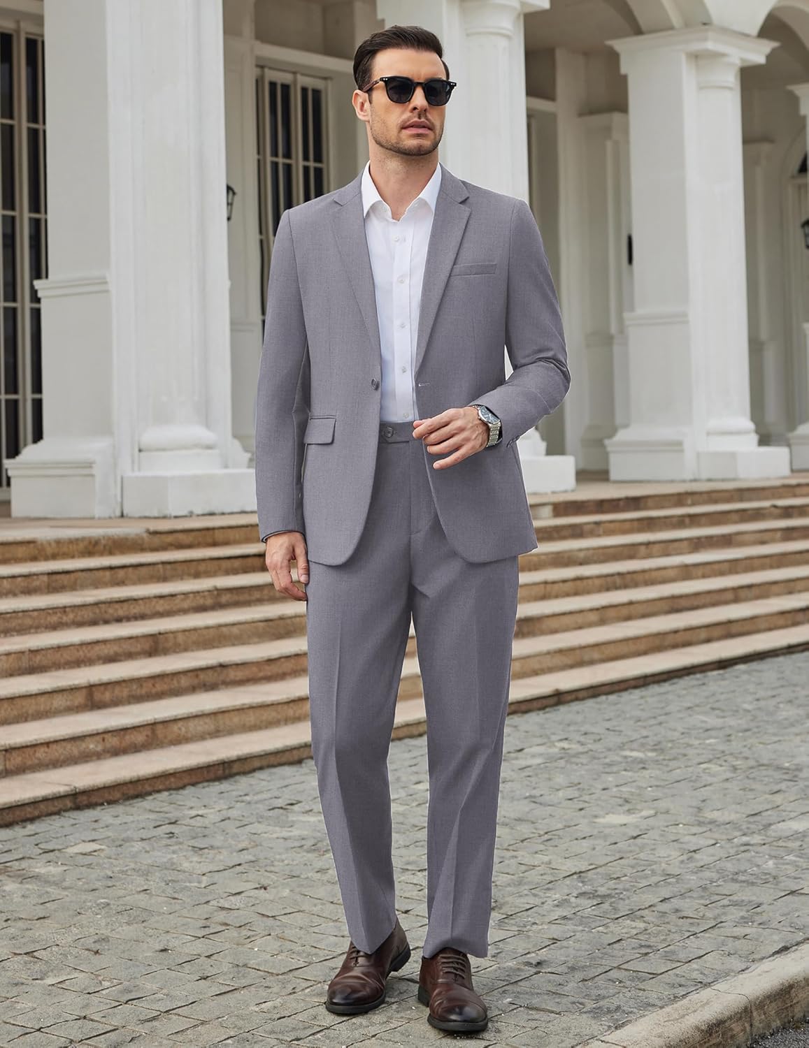 COOFANDY Men's Suits Regular Fit 2 Piece Suit Set One Button Solid Blazer and Pants for Wedding Prom Casual Business - Image 3