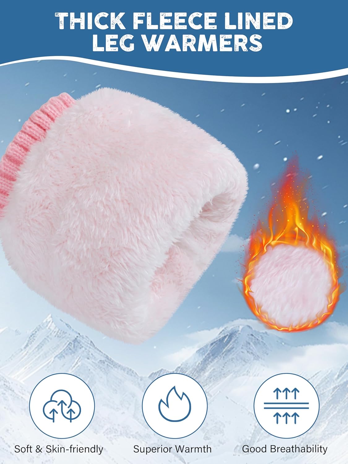 4 Pairs Winter Fleece Lined Leg Warmer for Women Skating boot Leg Warmer Thermal Warm Knitted - Image 3