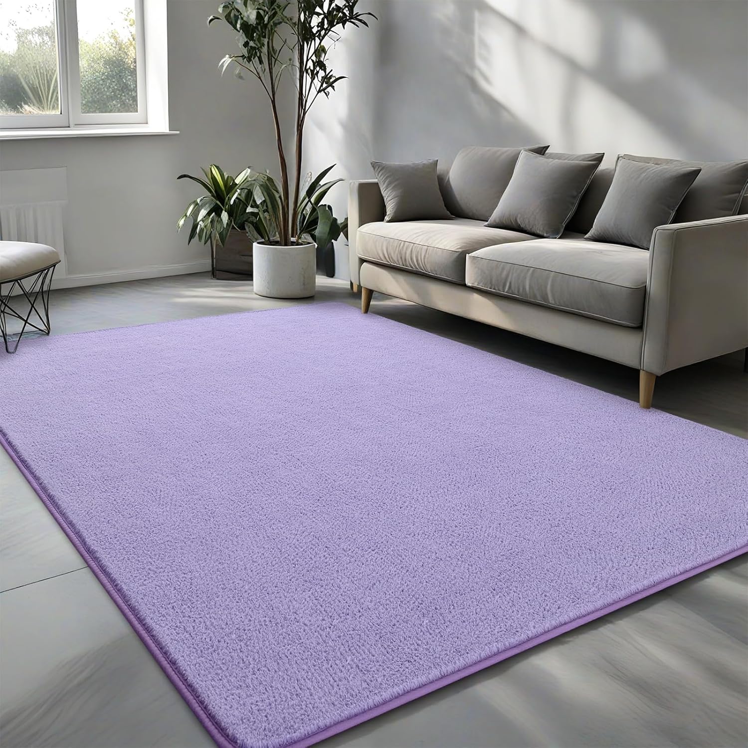 Pettop 4x6 ft Purple Area Rugs for Bedroom Living Room, Washable Memory Foam Indoor Carpet, Modern Aesthetic Minimalist Non Slip Soft Comfy Carpet for Boys Girls Dorm Home Decor - Image 2
