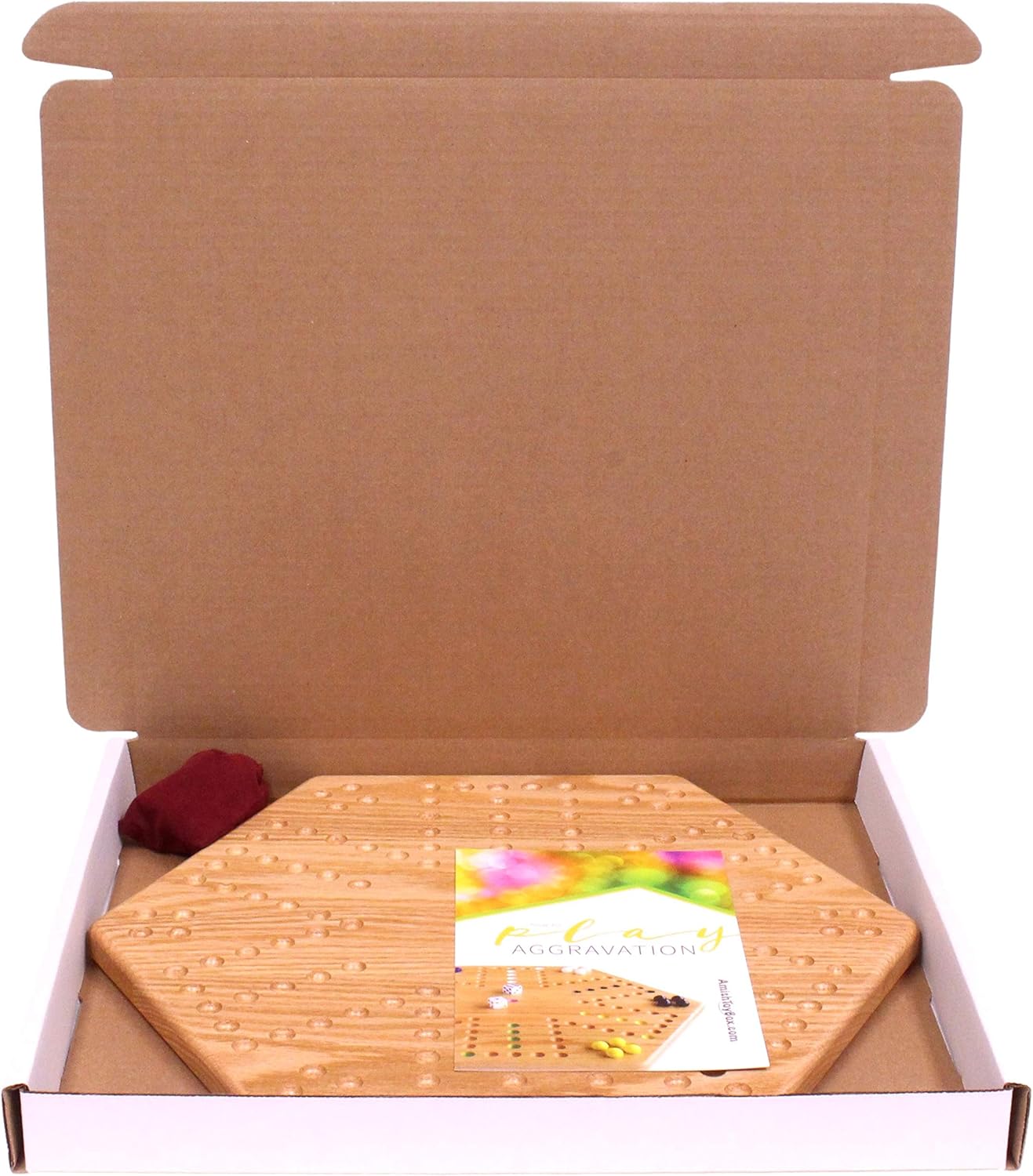 AmishToyBox.com Wooden Wahoo Marbles Game Board Set, Unpainted Holes, 16" Wide