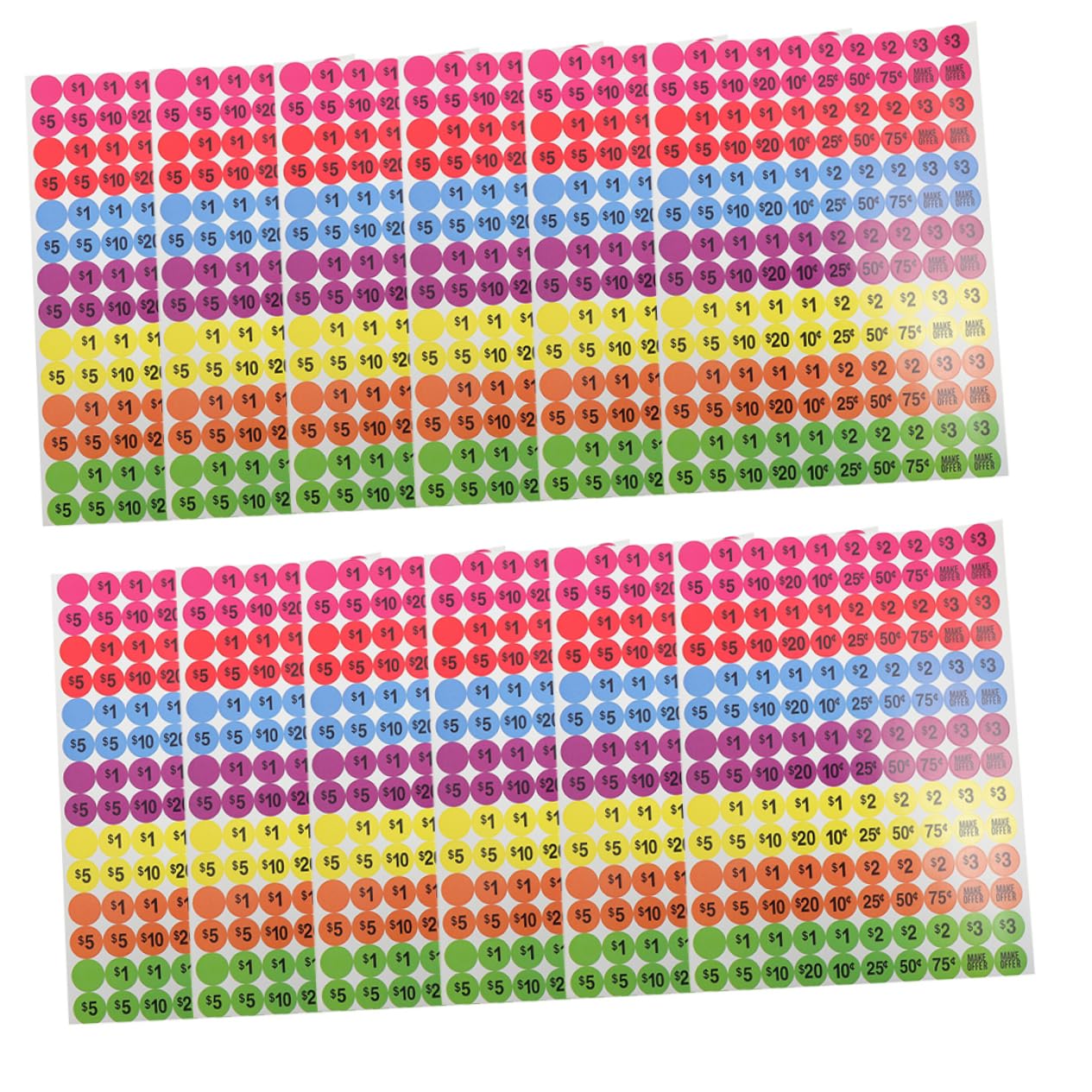 FUNOMOCYA Bright Neon Number Display Tags 20 Sheets Pre-Printed Sticker Labels for Shopping Malls Supermarkets