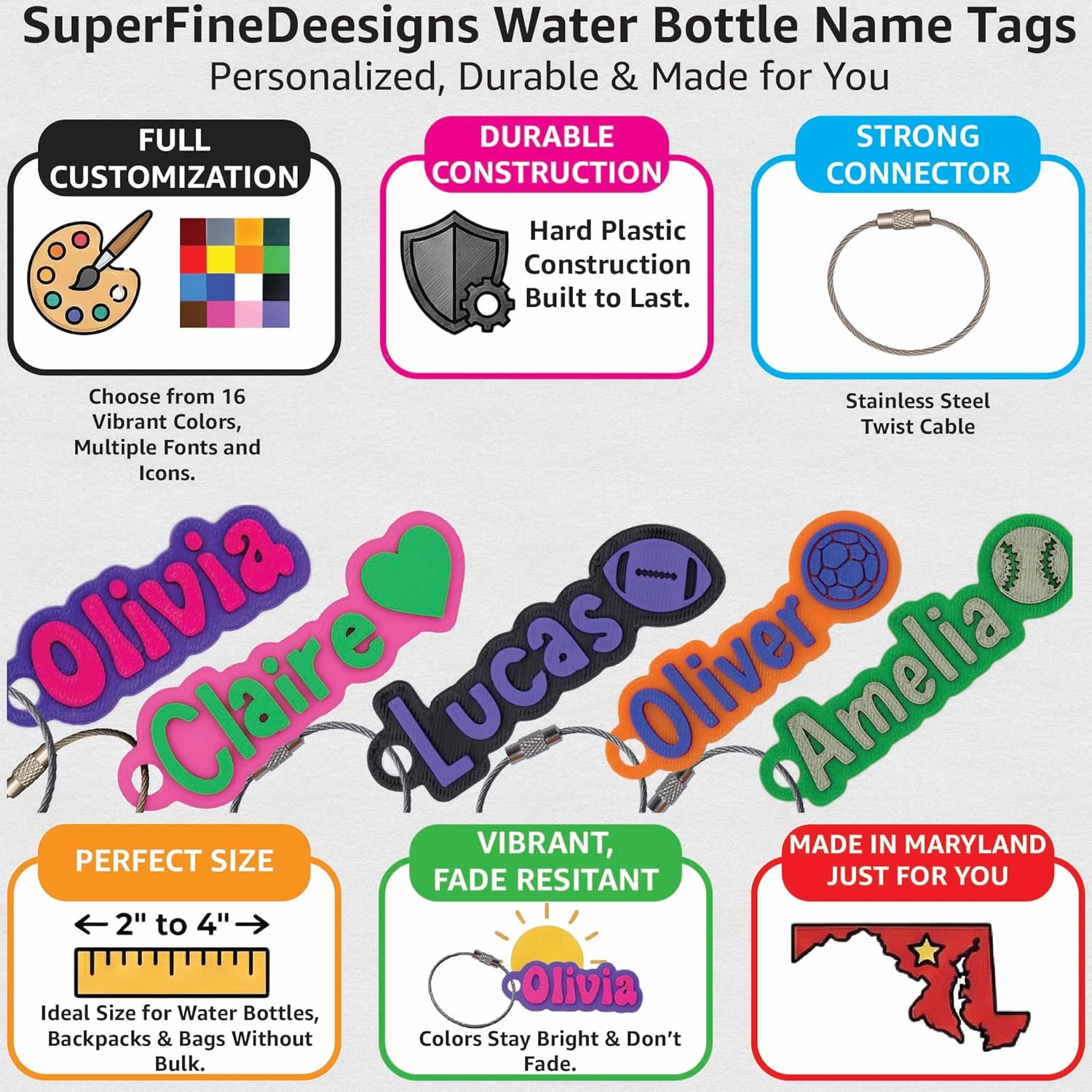 SuperFinesigns Custom Water Bottle Ne Tag – Personalized Bag Label