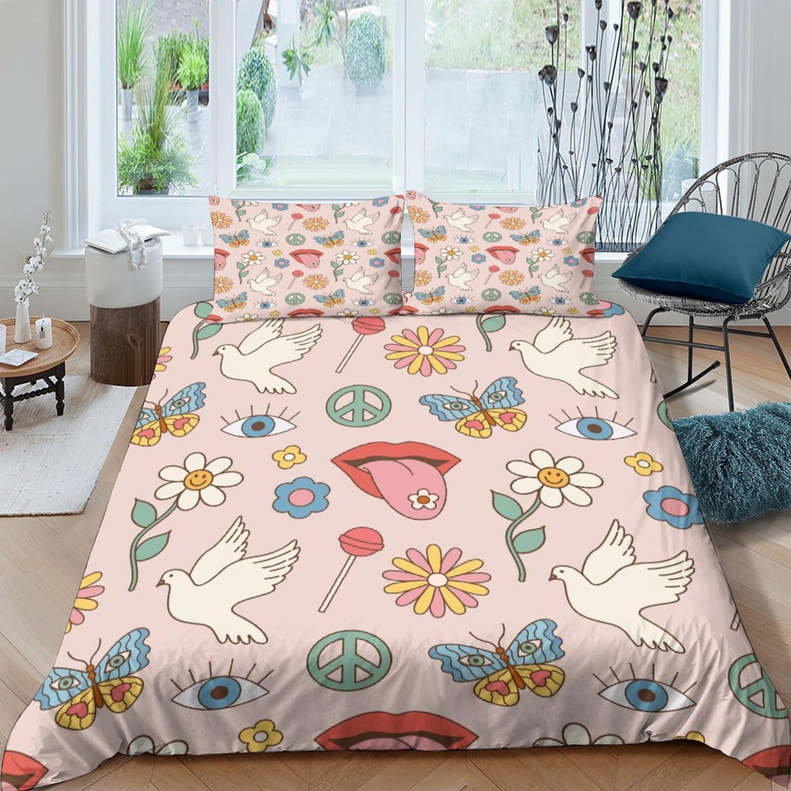 Housse de couette 3D respirante et parure de lit microfibre douce