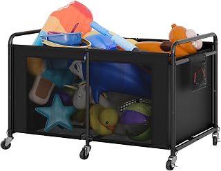 StorageWorks 210 Gal Pool Float Storage Bin, Pool Toy Storage with Wheels | Breathable Mesh, Silent Wheels, Reinforced Steel, Side Pockets, Easy Install, Weather Resistant, for Pool Toys and Floats