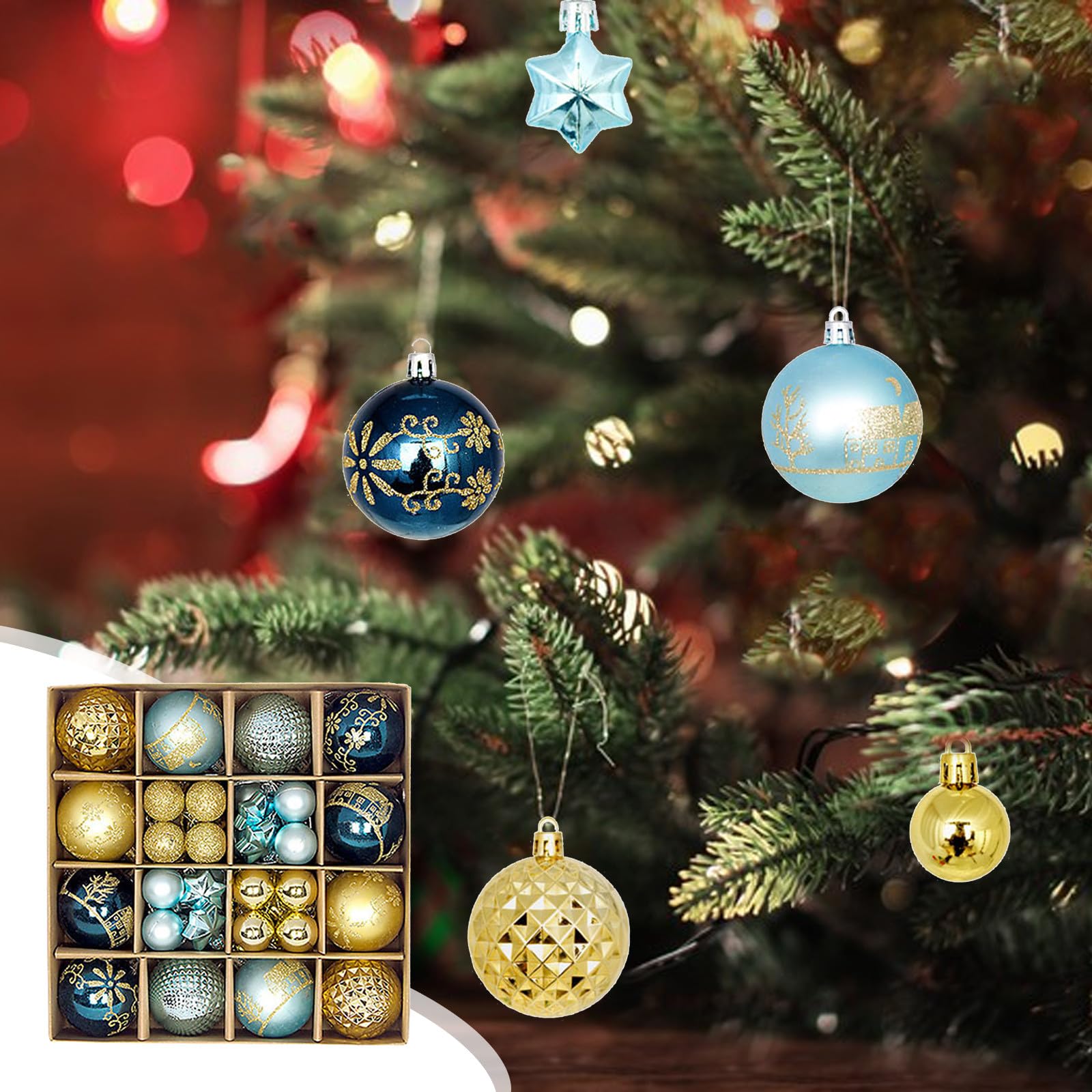 44 Boules De Noël Incassables Multicolores - Déco Sapin Résistante Avec Cordons Inclus - Set De Décoration Festif - 11