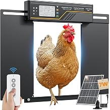 7W Solar Powered Automatic Chicken Coop Door, Aluminum Horizontal Dual-Door