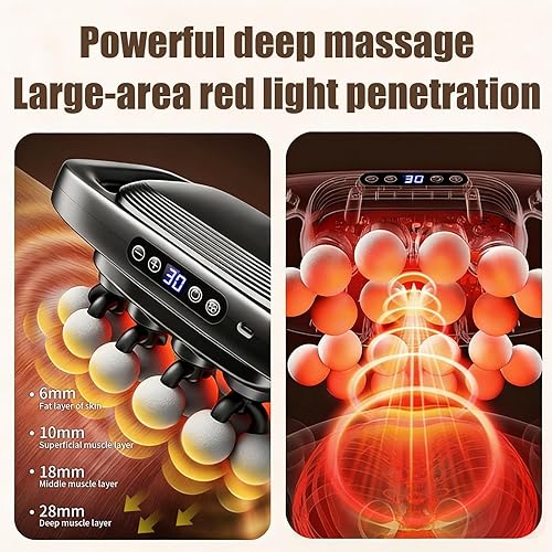 Miniatura 2 de Pistola de masaje de tejido profundo de 20 cabezas con 3 modos y 30 niveles de velocidad, masajeador muscular de percusión silenciosa, presión de