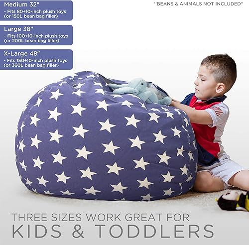 Miniatura 114 de Aubliss - Funda para organizar juguetes de felpa, se convierte en un puf cuando se rellena Se convierte en un puf para niños cuando está lleno. Aqua