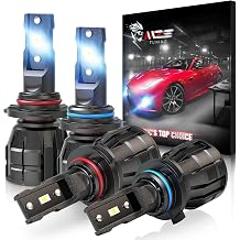 MZS 9005 9006 Bulbs Combo, 500% Brighter w/Fan 6500K White Light Waterproof Fog Lights, Plug & Play-Pack of 4