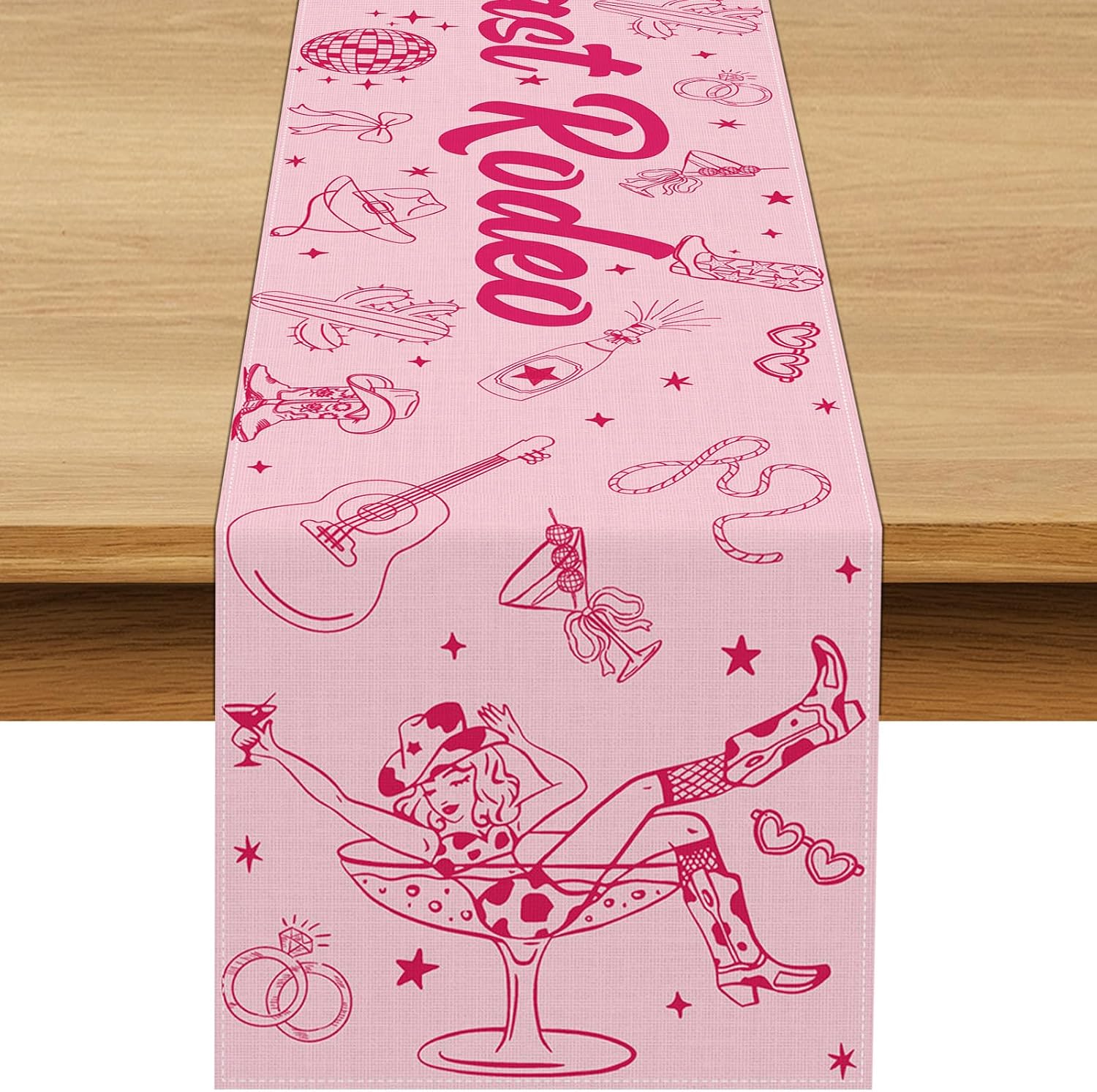 Last Rodeo Bachelorette Party Decorations Western Cowgirl Table Runner Disco Western Lets Go Girls Bach Bridal Shower Home Kitchen Island Decor (13" x 72")