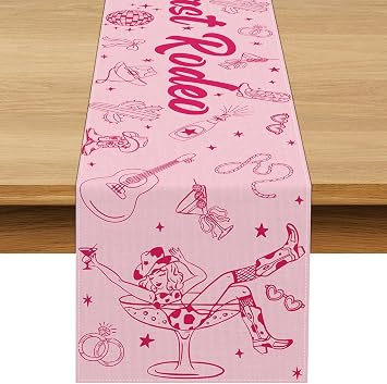Last Rodeo Bachelorette Party Decorations Western Cowgirl Table Runner Disco Western Lets Go Girls Bach Bridal Shower Home Kitchen Island Decor 13" x 108"