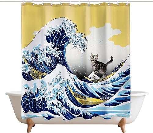 Miniatura 17 de Lindas cortinas de ducha con perritos de peluche, cortinas divertidas con perros sentados, estilo retro, decoración de puerta de granero