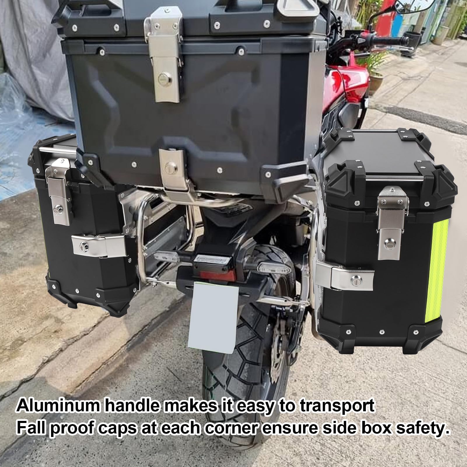 Walizka boczna na motocykl wodoodporna twarda torba boczna ze stopu aluminium 28 litrów (czarna)