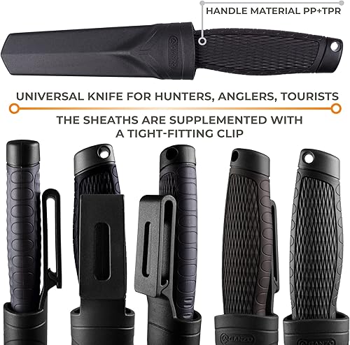 Miniatura 3 de Ganzo G806-BK Cuchillo de hoja fija 8CR14 Hoja de acero inoxidable Mango ergonómico antideslizante Camping Caza Pesca al aire libre EDC Cuchillo con