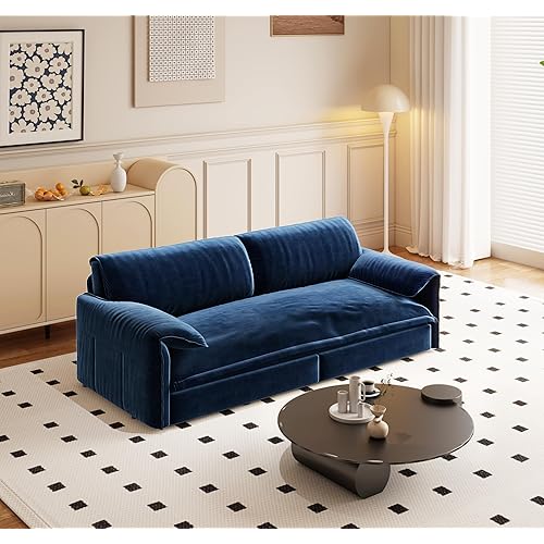 Cilee 66" Folding Sofa Bed, 3-in-1 Convertible Loveseat Sleeper Sofa, Pull Out Futon Sofa Bed, Comfy Floor Couch with Storage Pocket, Love Seats Furniture for Living Room, Velvet, Blue