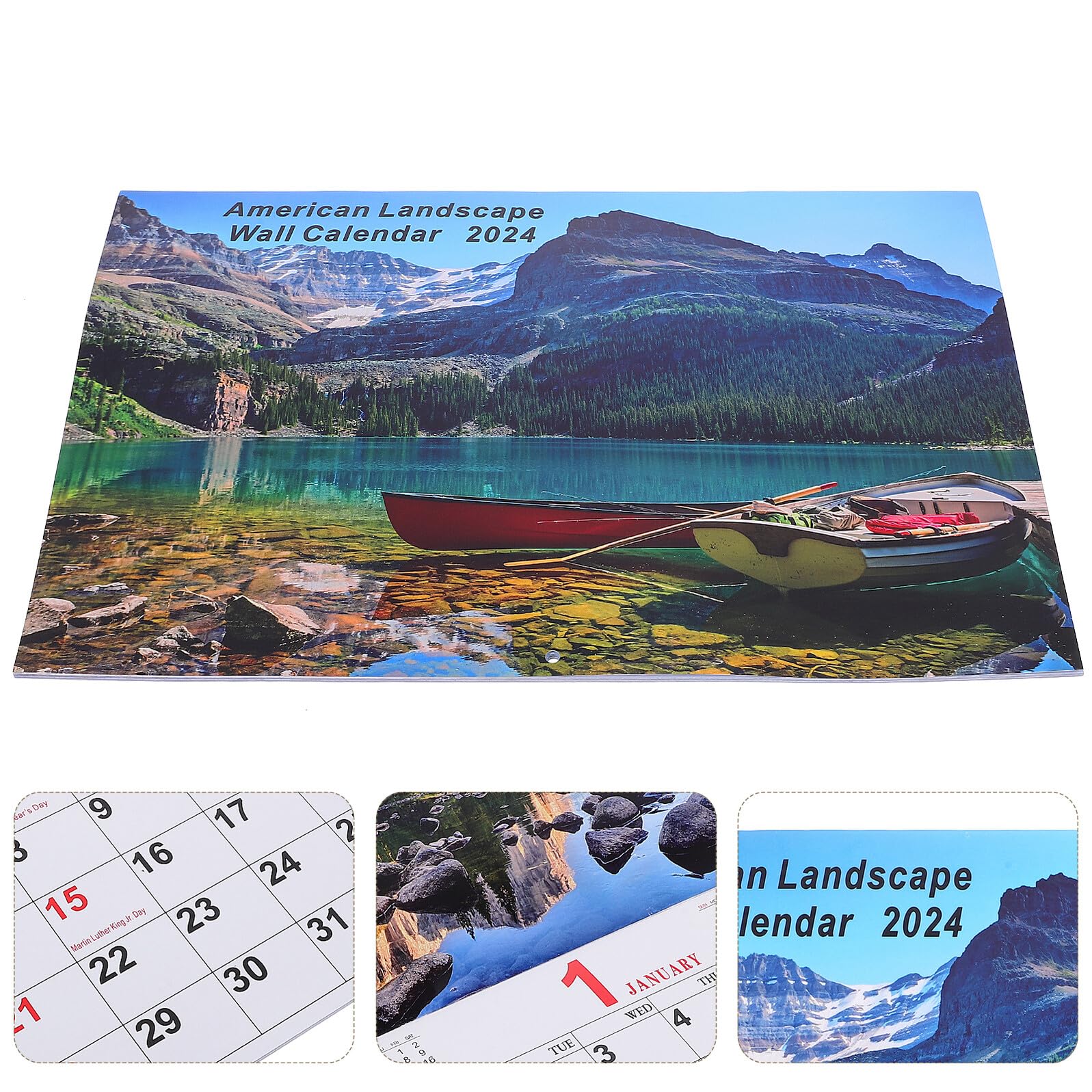 DOITOOL Wandkalender Querformat mit Landschaftsfotos Robuster Monatskalender zum Aufhängen Praktischer Home Hanging Calendar für Tägliche Terminplanung und Ereignisnotizen