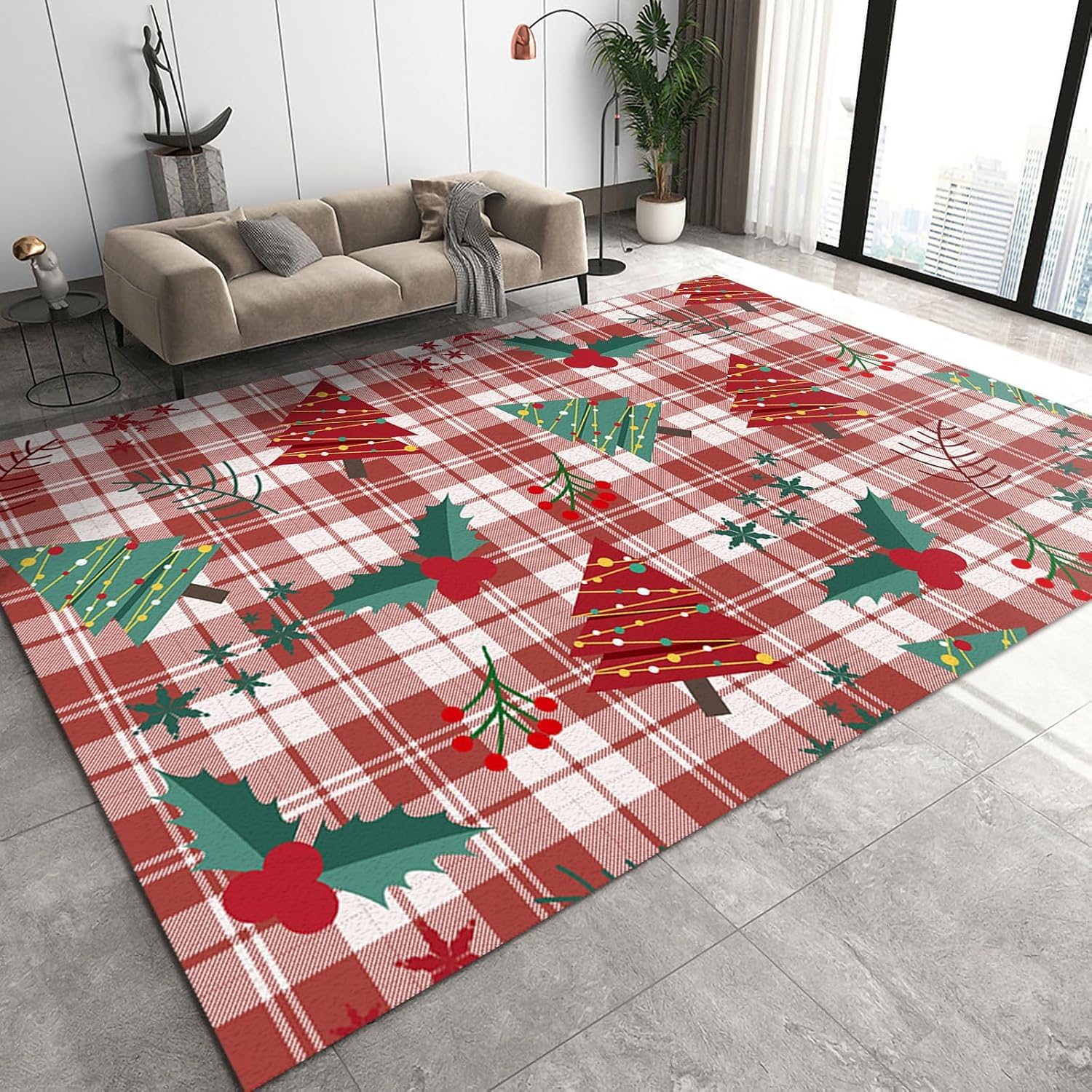 Tapis chambre enfant Noël doux en flanelle 120x160 cm facile à nettoyer au quotidien