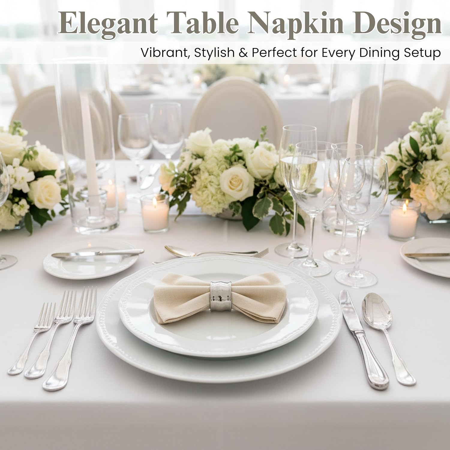 Cloth Napkins Set of 30, 12x12 Inch 100% Cotton Reusable Dinner Napkins, Soft Washable Eco-Friendly Table Napkins for Weddings, Parties, Restaurants & Daily Use