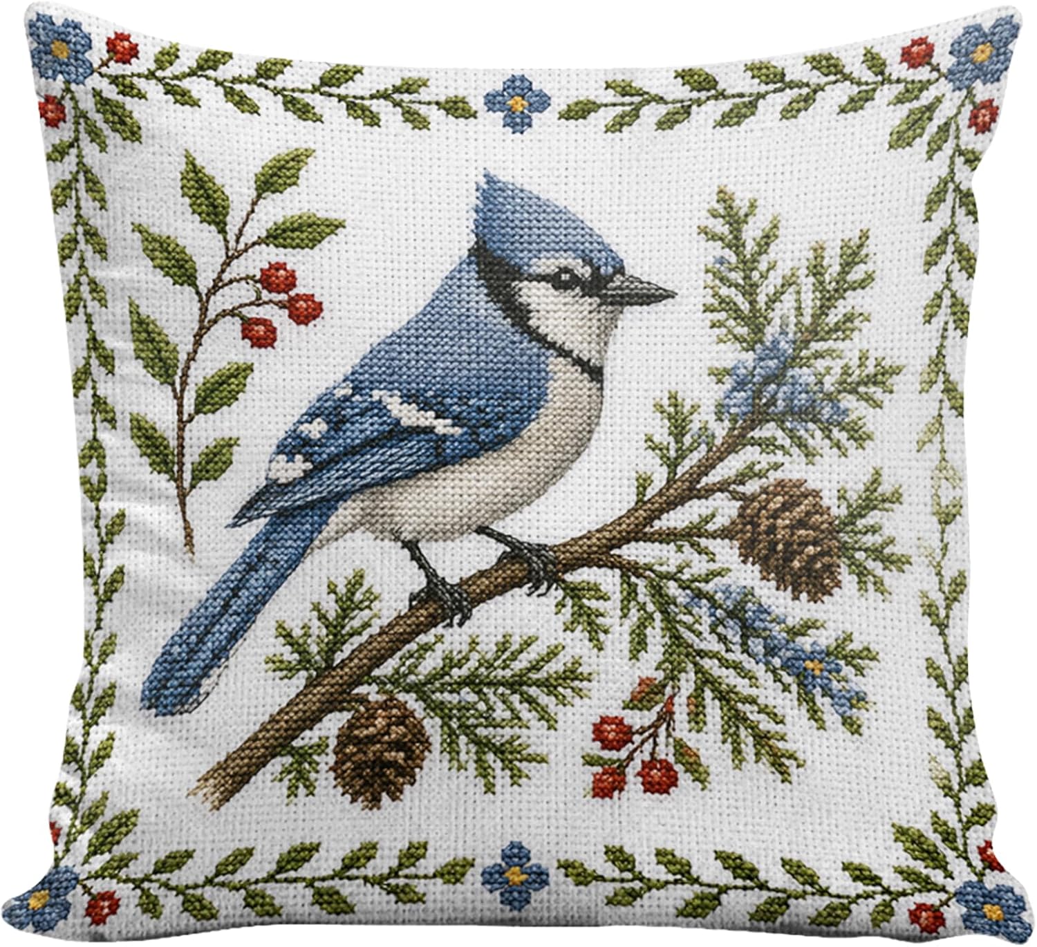 Blue Jay Embroidery Cross Stitch Kit Stamped 11CT 3 Strands 45x45cm