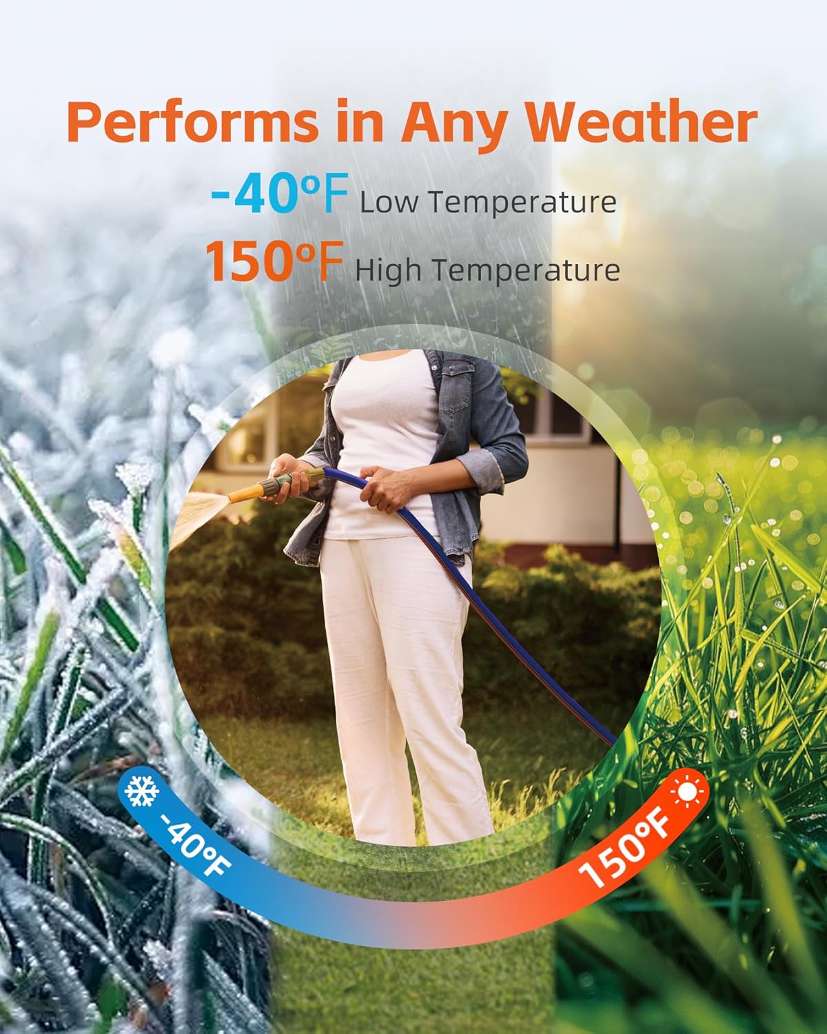 Garden Hose 25ft x 5/8'', Water Hose Heavy Duty, Flexible, Lightweight Hybrid Hose with Swivel Handle, Male to Female Fittings