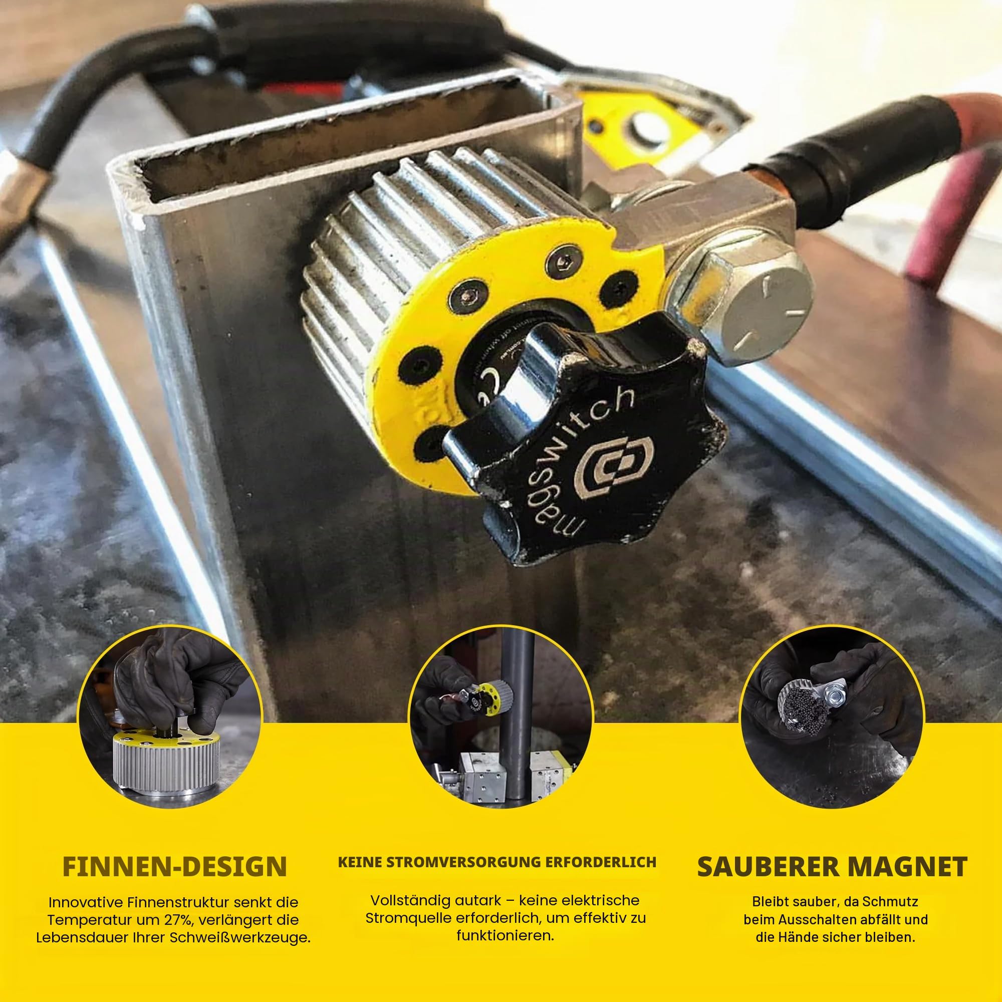 Magswitch Massemagnet 300 Amp – Geerdeter Schweißmagnet – Schweißzubehör – Magnetische Erdungsklemme – Werkzeugzubehör – Massemagnet Schaltbar mit Erdung – 1 Stück - 8100746