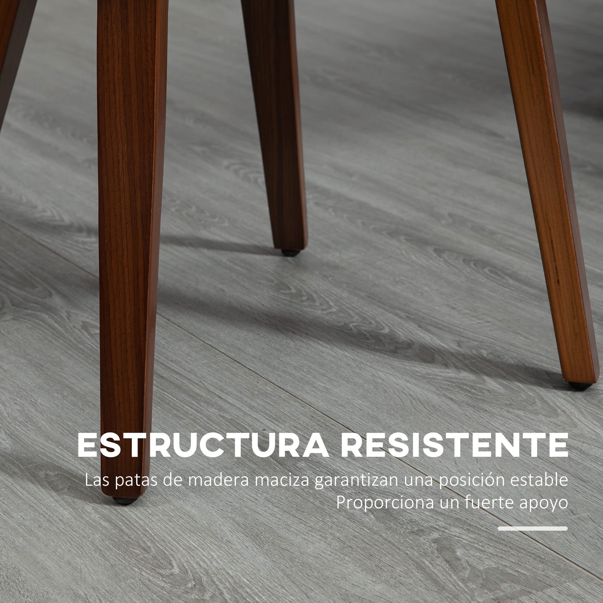 HOMCOM Pack de 2 Sillas de Comedor Modernas Carga 120 kg 47,5x57x85 cm Gris | Sillas de Cocina, Tapizados en PU, Patas de Madera, para Salón Dormitorio