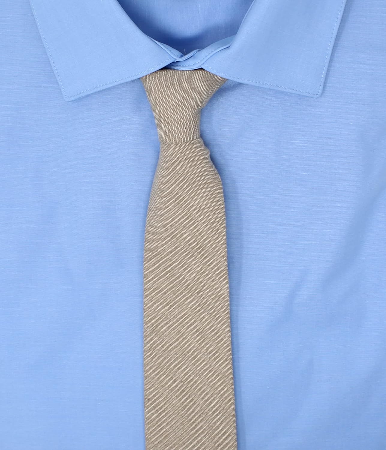 Men's Chambray Cotton Skinny Necktie Tie Textured Distressed Style - 2.5" Width - Image 3