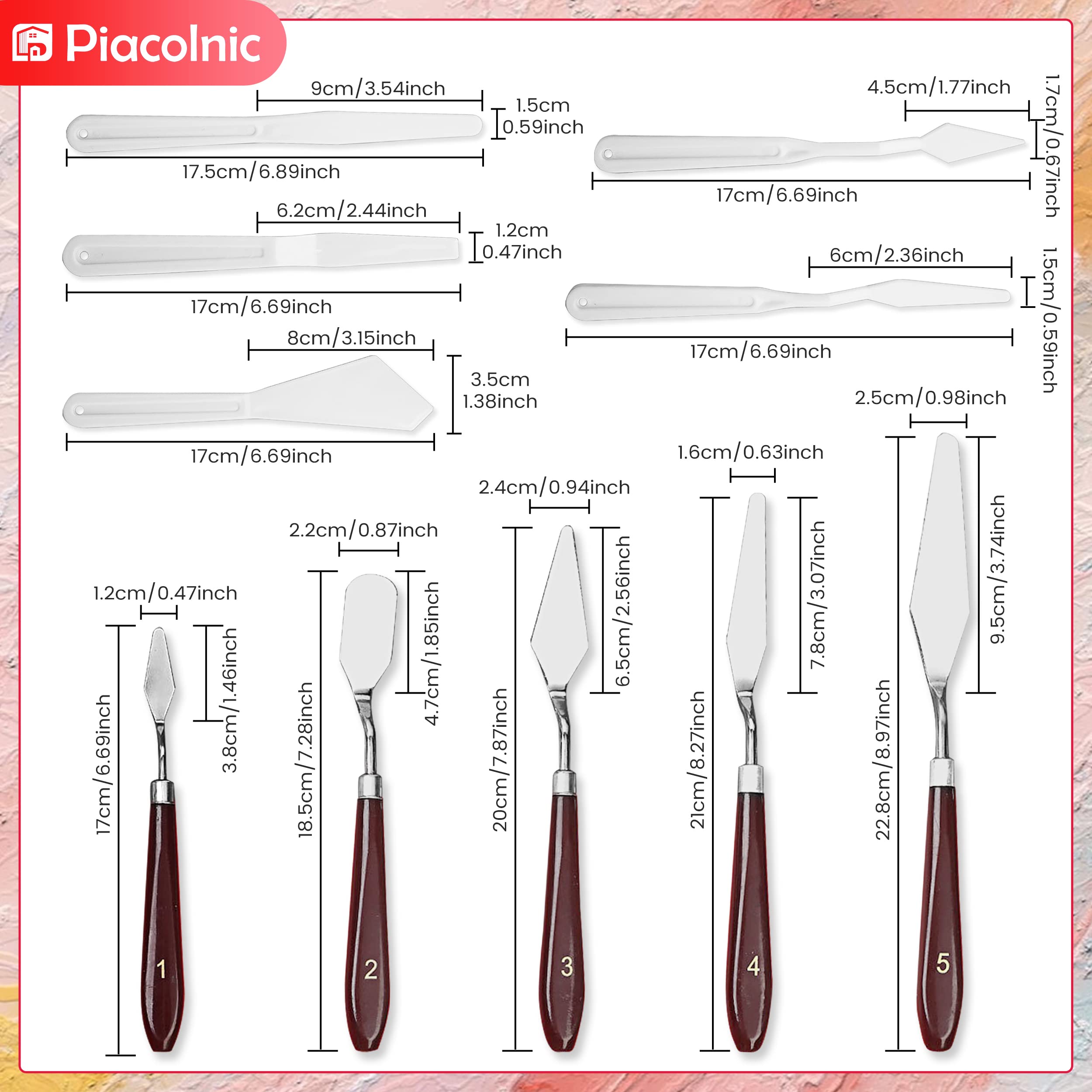 Set 5 Spatole Per Pittura A Olio - Coltelli Per Artisti In Acciaio Inox - Foto 6